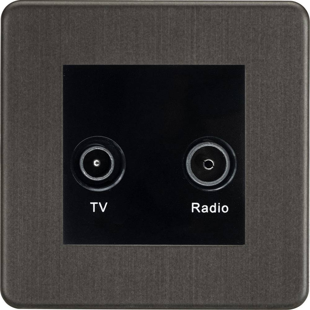 Knightsbridge Screwless Smoked Bronze TV & DAB Socket SF0160MSBB - The Switch Depot