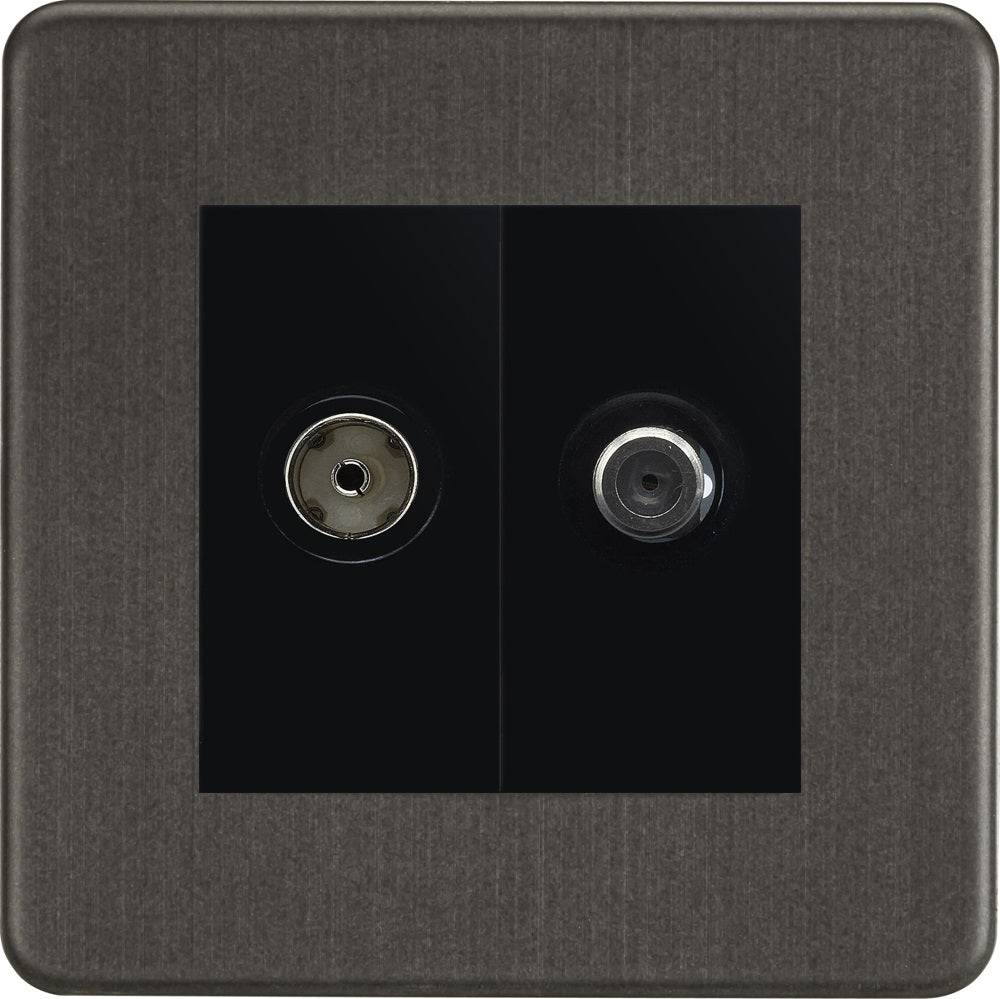 Knightsbridge Screwless Smoked Bronze TV & Satellite Socket SF0140MSBB - The Switch Depot