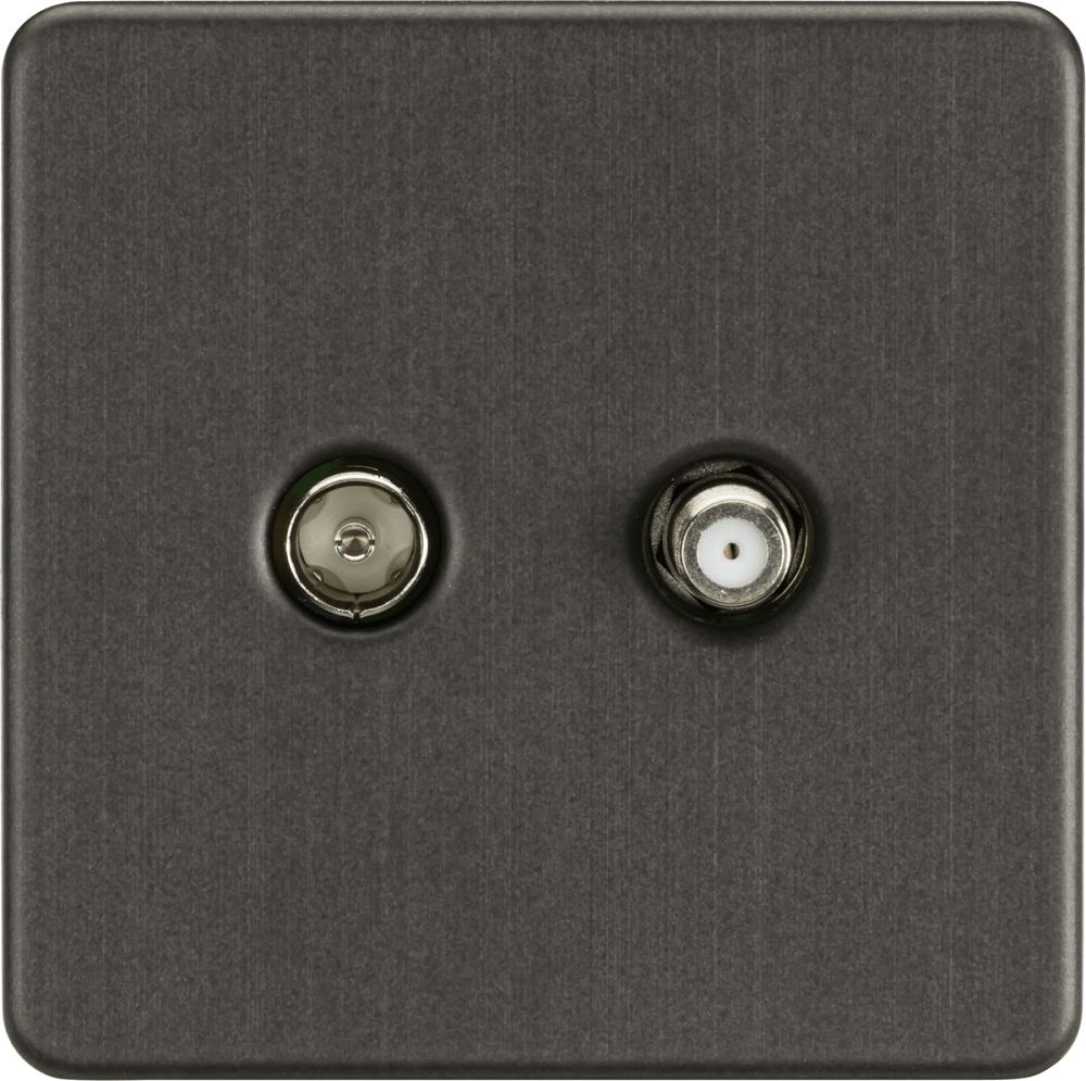 Knightsbridge Screwless Smoked Bronze TV & Satellite Socket SF0140SB - The Switch Depot