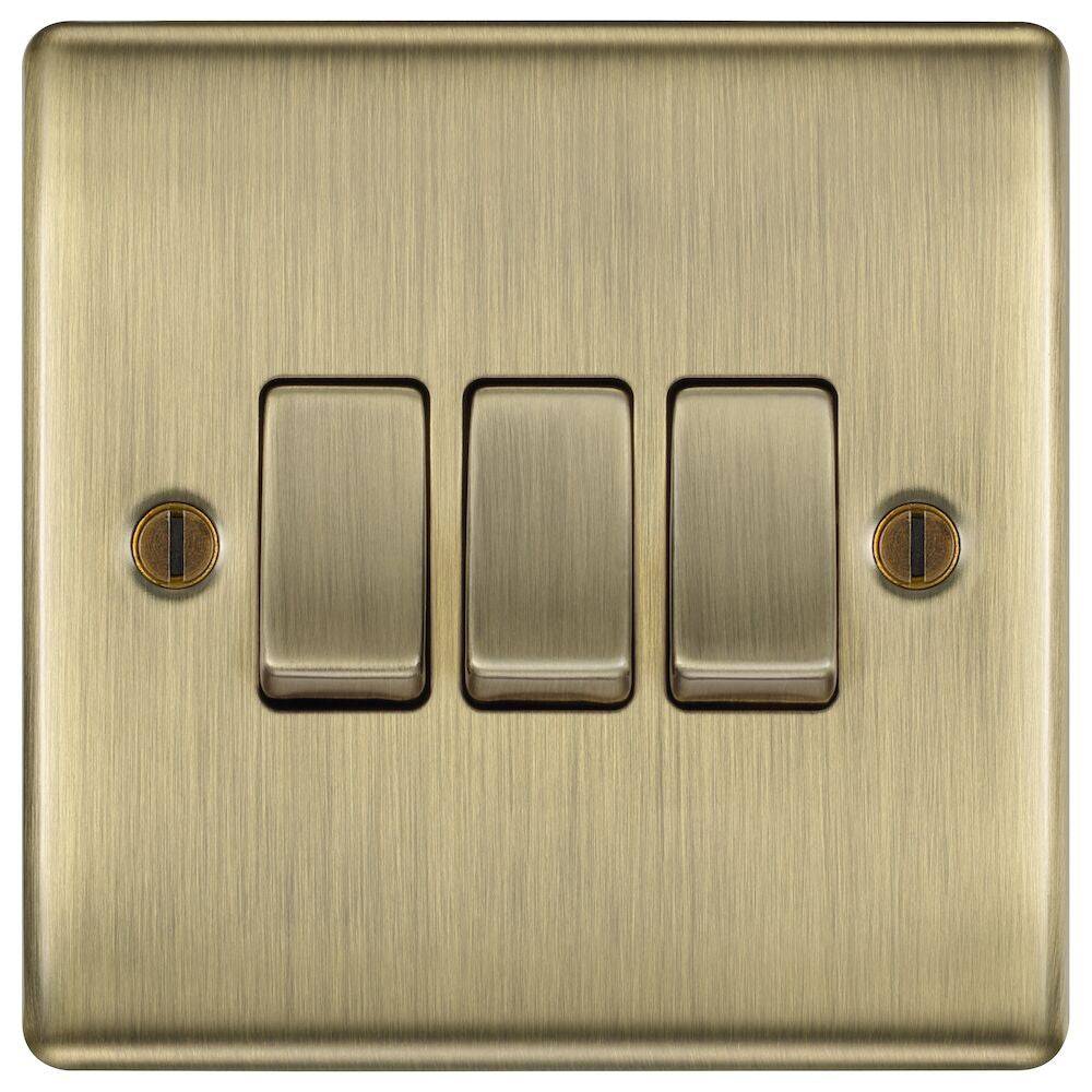 Nexus Metal Antique Brass 3G Light Switch NAB43-The Switch Depot