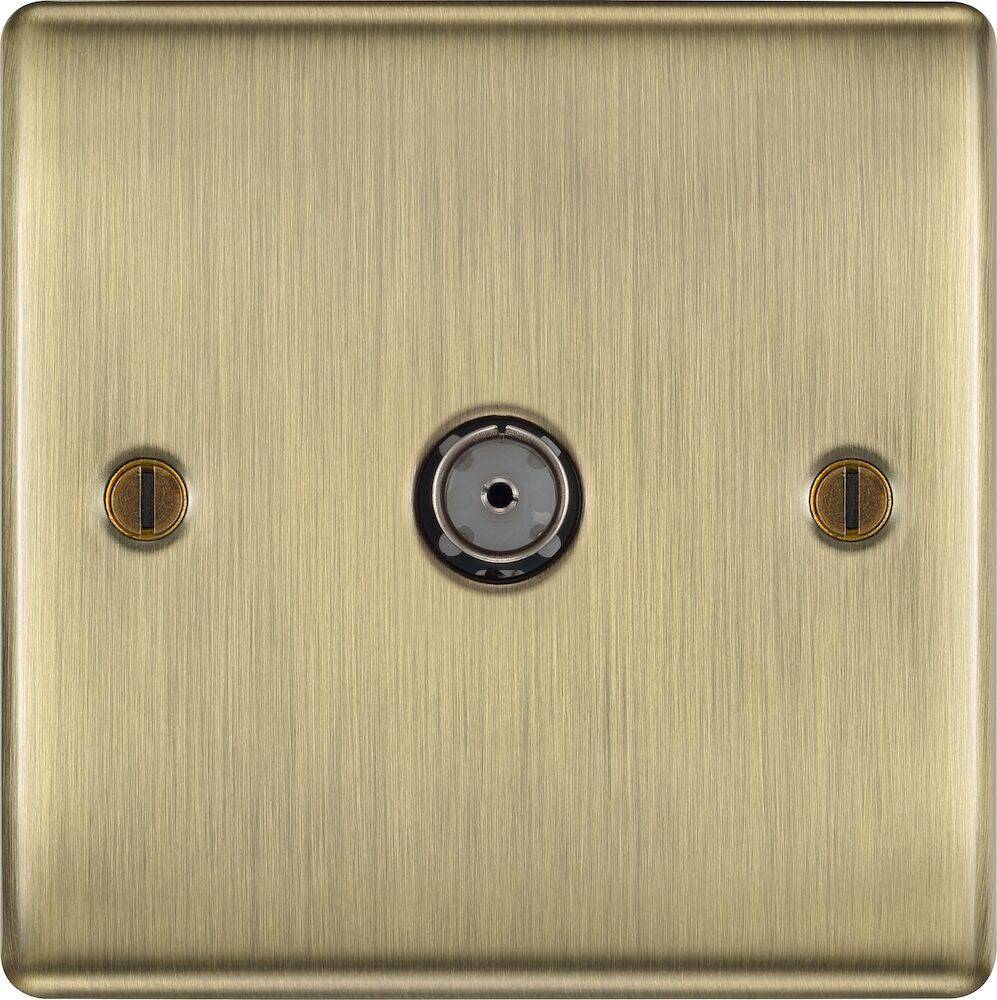 Nexus Metal Antique Brass TV Socket NAB60-The Switch Depot