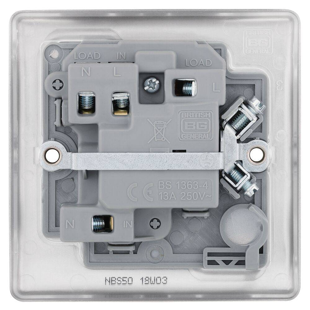 Nexus Metal Brushed Steel 13A Switched Spur NBS50 - The Switch Depot