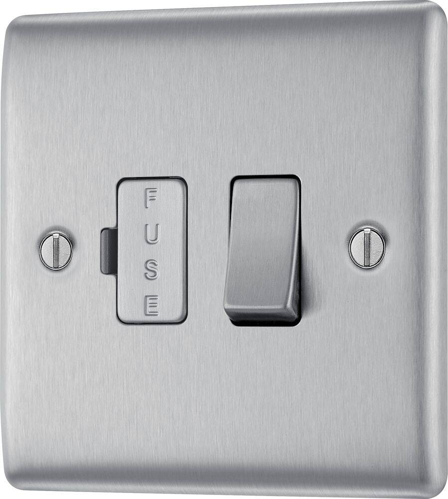 Nexus Metal Brushed Steel 13A Switched Spur NBS50 - The Switch Depot