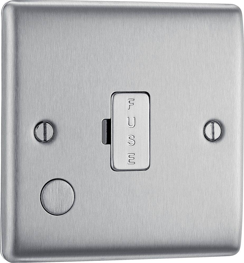 Nexus Metal Brushed Steel 13A Unswitched Spur with Flex Outlet NBS55 - The Switch Depot