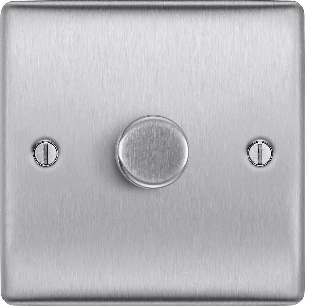 Nexus Metal Brushed Steel 1G Dimmer Switch NBS81 - The Switch Depot