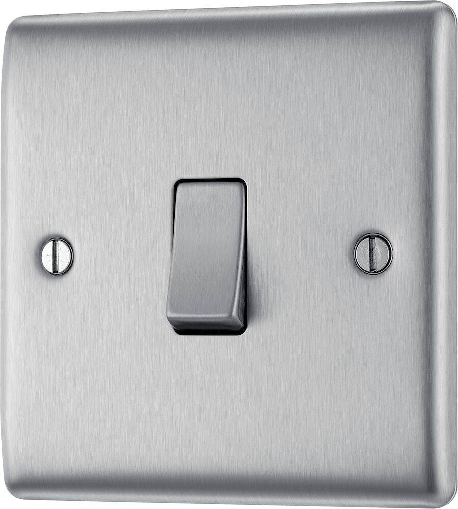 Nexus Metal Brushed Steel 1G Light Switch NBS12 - The Switch Depot