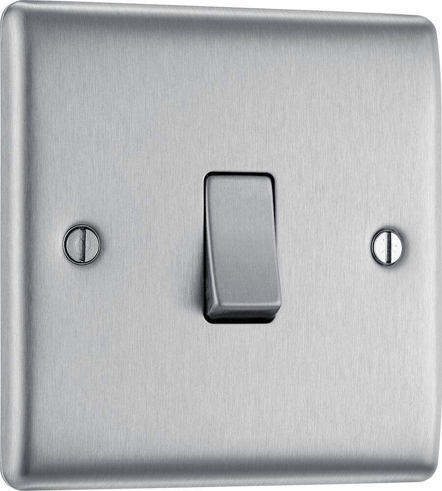 Nexus Metal Brushed Steel 1G Light Switch NBS12 - The Switch Depot