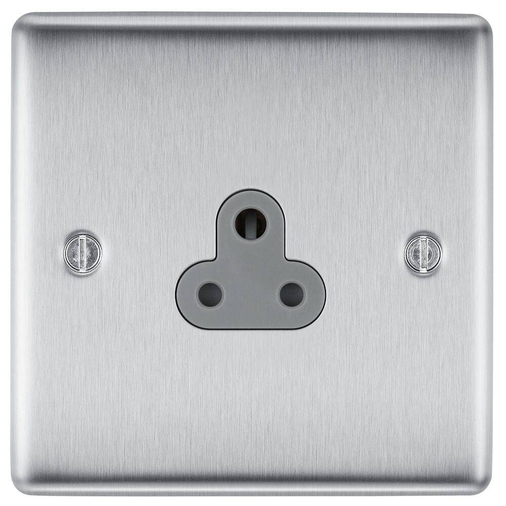 Nexus Metal Brushed Steel 2A Unswitched Socket NBS28G - The Switch Depot