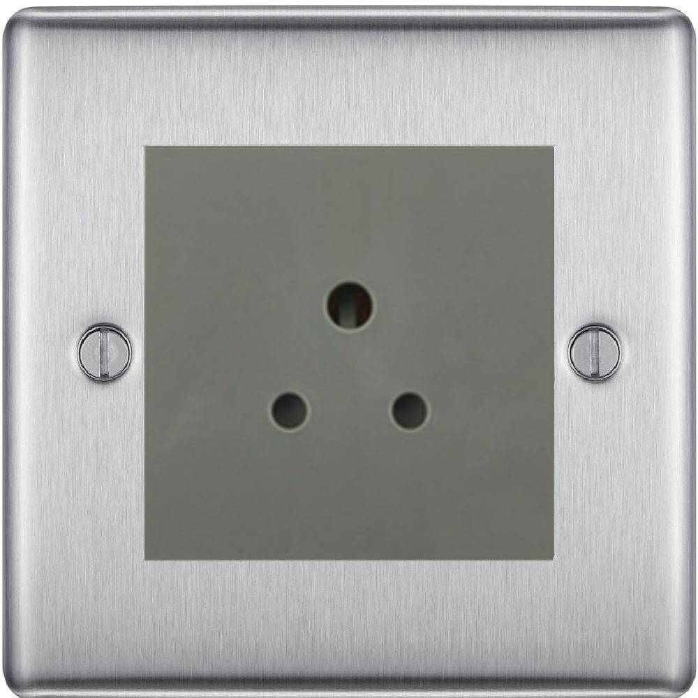 Nexus Metal Brushed Steel 2A Unswitched Socket NBS28MG - The Switch Depot