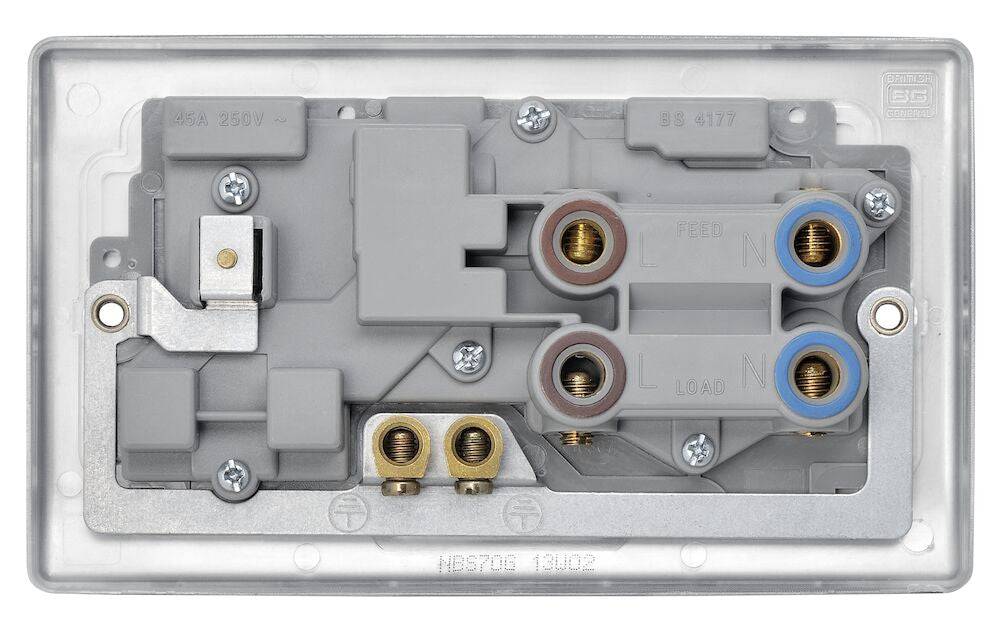 Nexus Metal Brushed Steel Cooker Switch with 13A Socket NBS70G - The Switch Depot