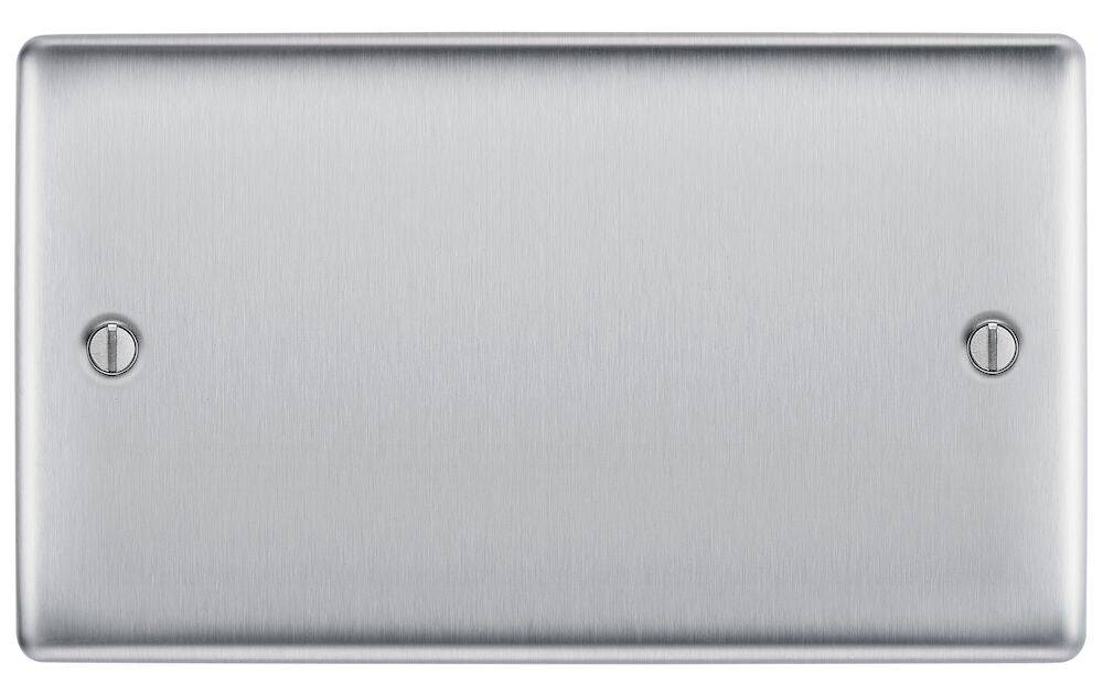 Nexus Metal Brushed Steel Double Blank Plate NBS95 - The Switch Depot