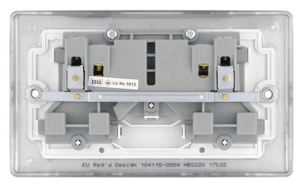 Nexus Metal Brushed Steel Double Socket NBS22W - The Switch Depot