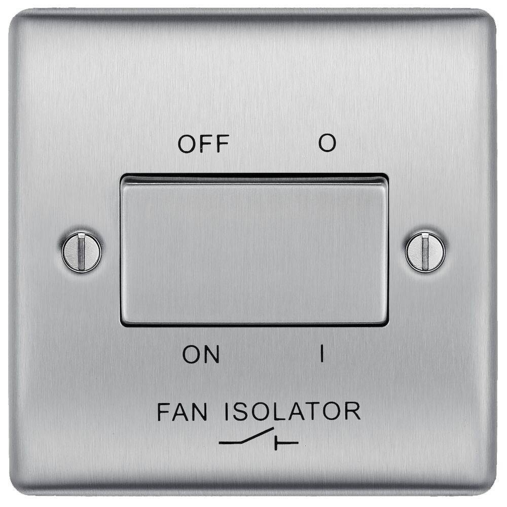 Nexus Metal Brushed Steel Fan Isolator Switch NBS15 - The Switch Depot