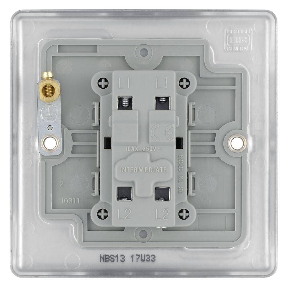 Nexus Metal Brushed Steel Intermediate Light Switch NBS13 - The Switch Depot