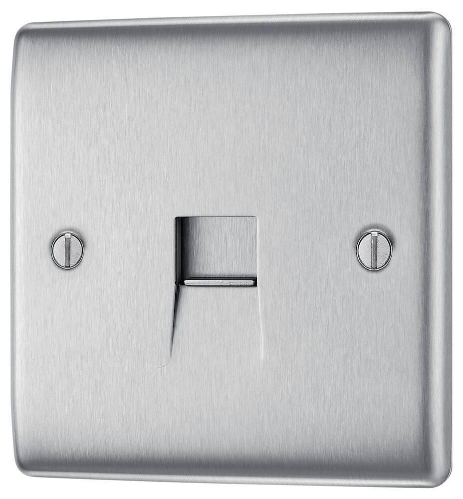 Nexus Metal Brushed Steel Master Telephone Socket NBSBTM1 - The Switch Depot