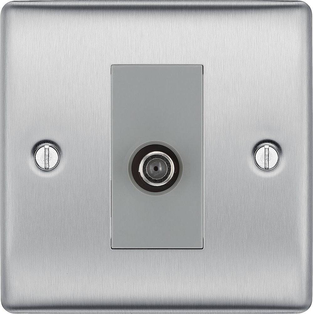 Nexus Metal Brushed Steel Satellite Socket NBS64G - The Switch Depot