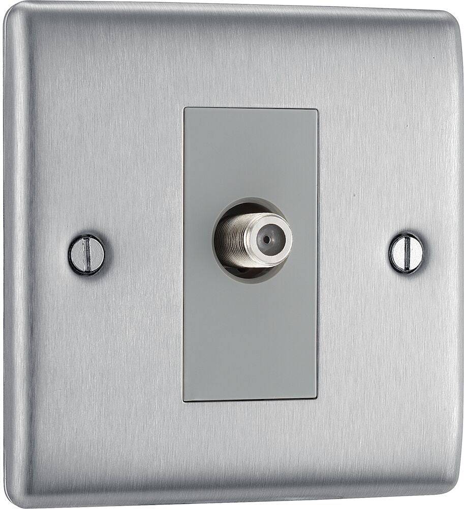 Nexus Metal Brushed Steel Satellite Socket NBS64G - The Switch Depot