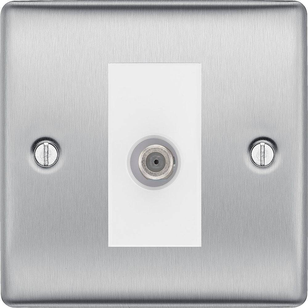 Nexus Metal Brushed Steel Satellite Socket NBS64W - The Switch Depot