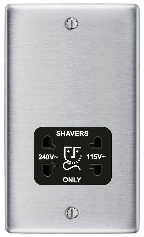 Nexus Metal Brushed Steel Shaver Socket NBS20B - The Switch Depot