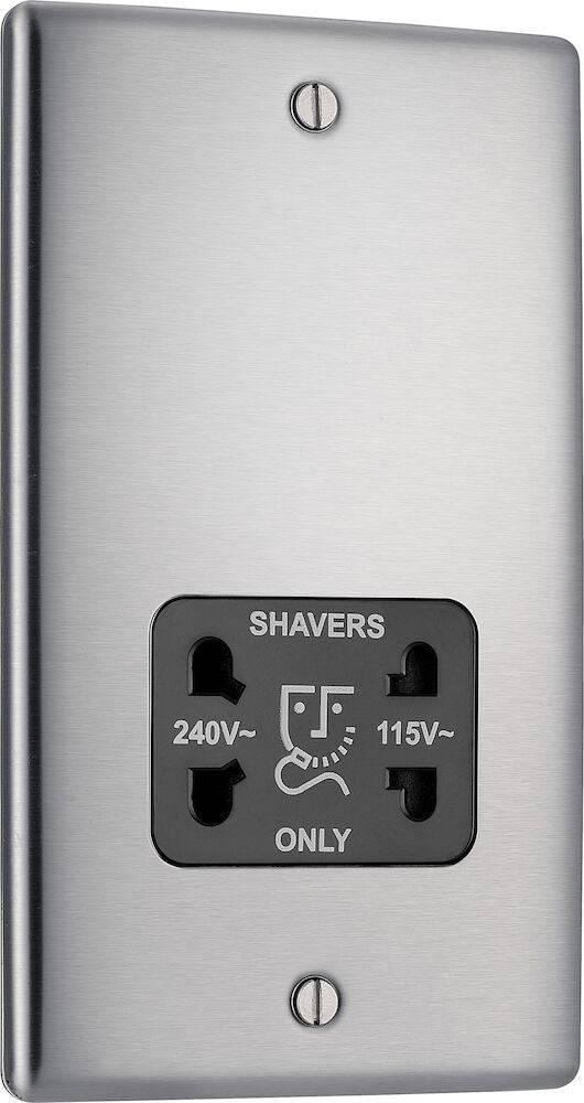 Nexus Metal Brushed Steel Shaver Socket NBS20B - The Switch Depot