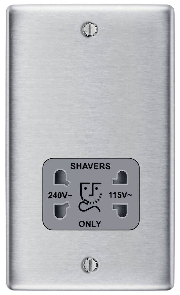 Nexus Metal Brushed Steel Shaver Socket NBS20G - The Switch Depot