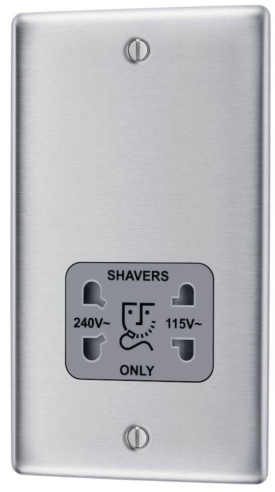 Nexus Metal Brushed Steel Shaver Socket NBS20G - The Switch Depot