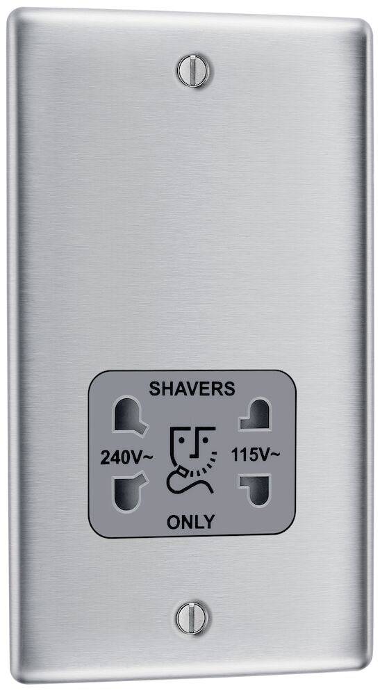 Nexus Metal Brushed Steel Shaver Socket NBS20G - The Switch Depot