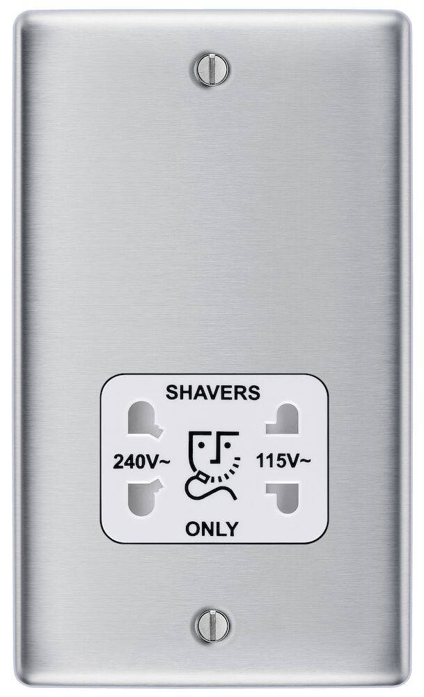 Nexus Metal Brushed Steel Shaver Socket NBS20W - The Switch Depot