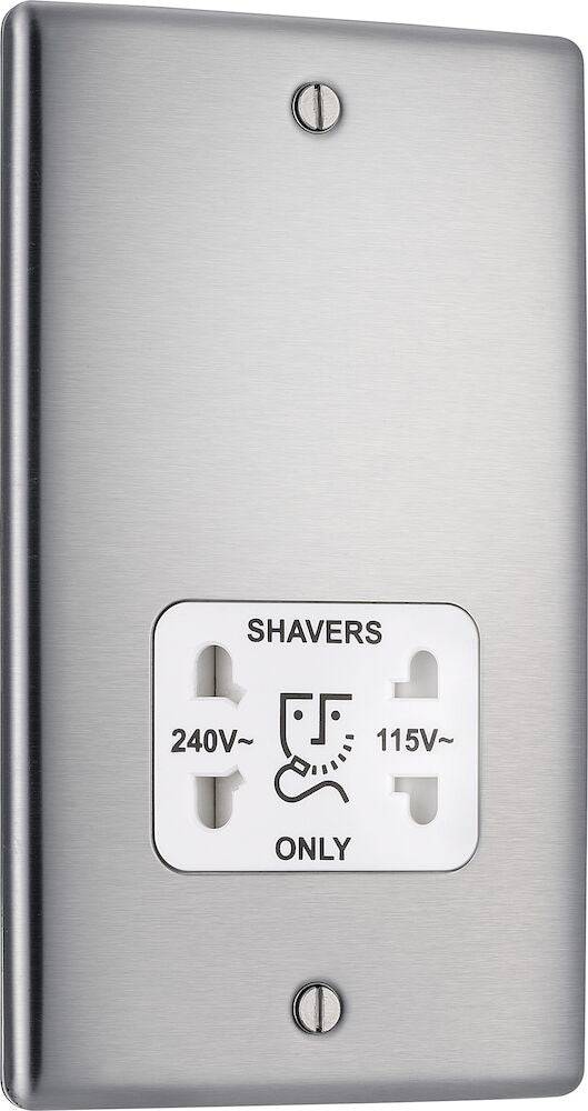 Nexus Metal Brushed Steel Shaver Socket NBS20W - The Switch Depot