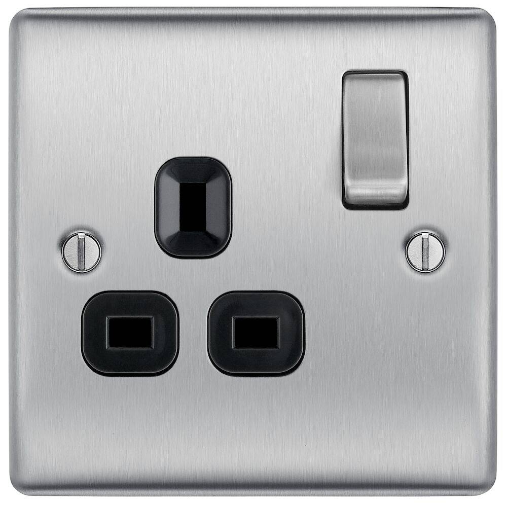 Nexus Metal Brushed Steel Single Socket NBS21B - The Switch Depot