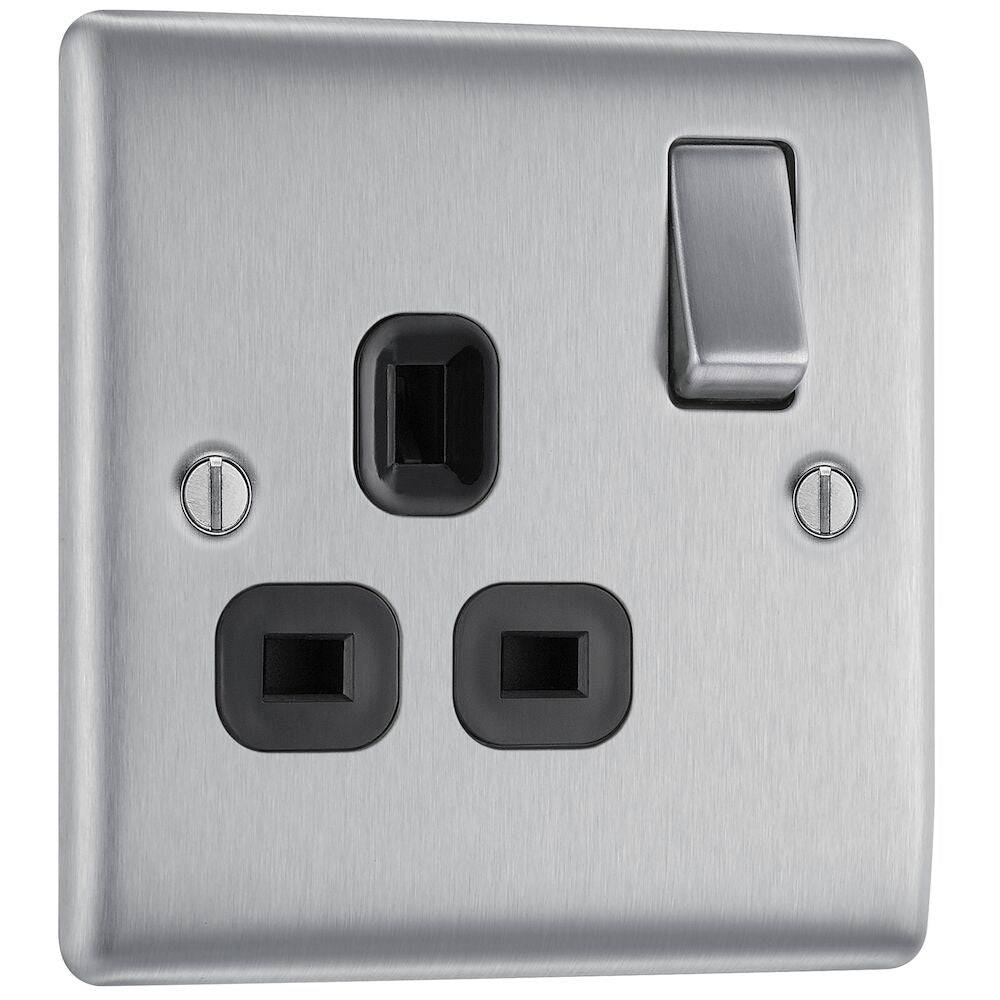 Nexus Metal Brushed Steel Single Socket NBS21B - The Switch Depot