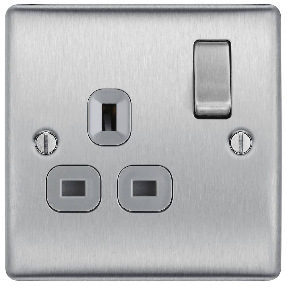 Nexus Metal Brushed Steel Single Socket NBS21G - The Switch Depot