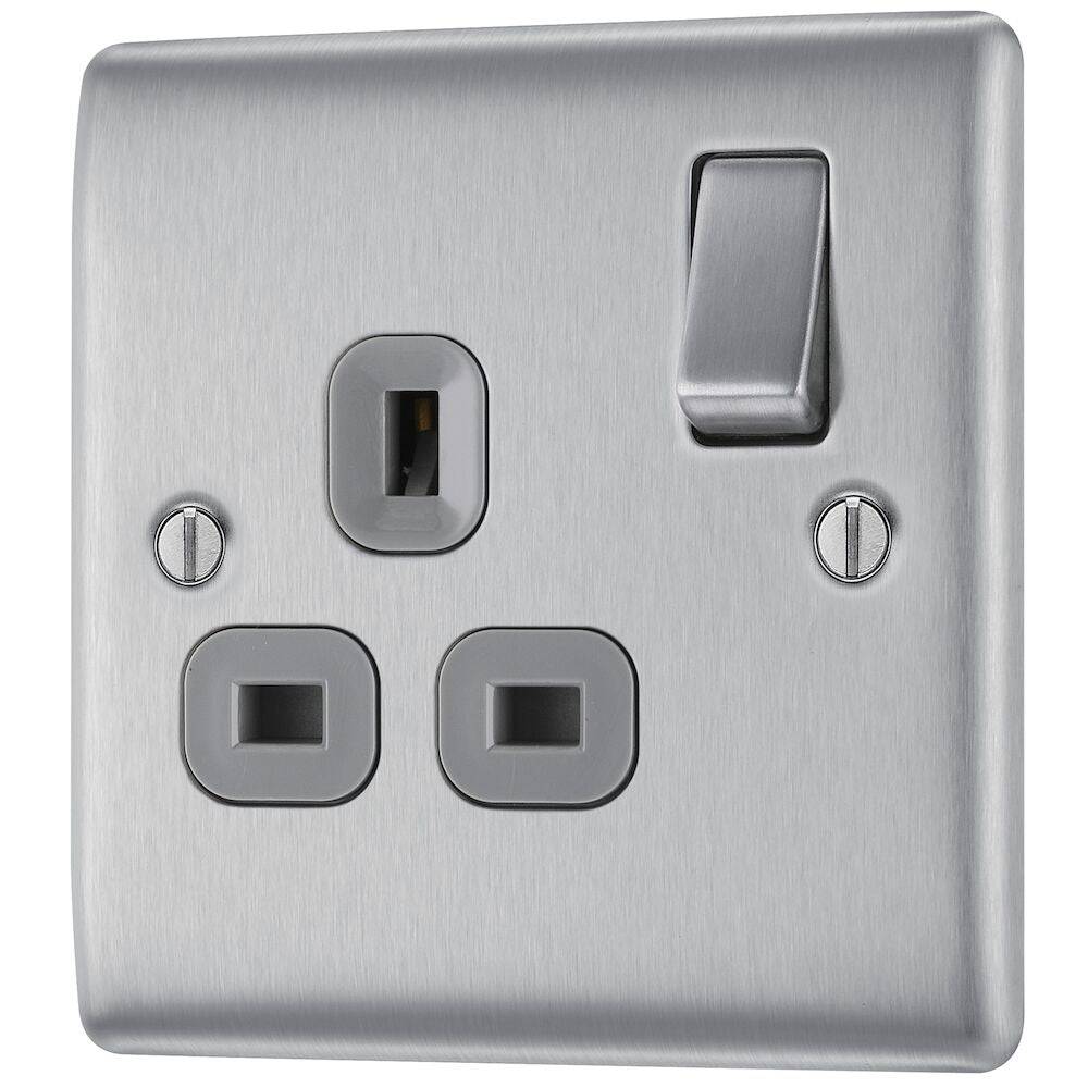 Nexus Metal Brushed Steel Single Socket NBS21G - The Switch Depot