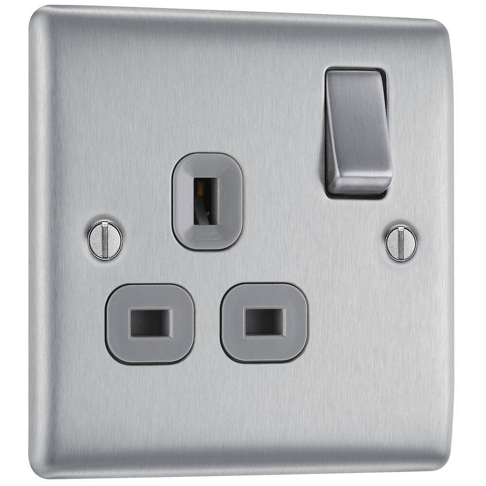 Nexus Metal Brushed Steel Single Socket NBS21G - The Switch Depot