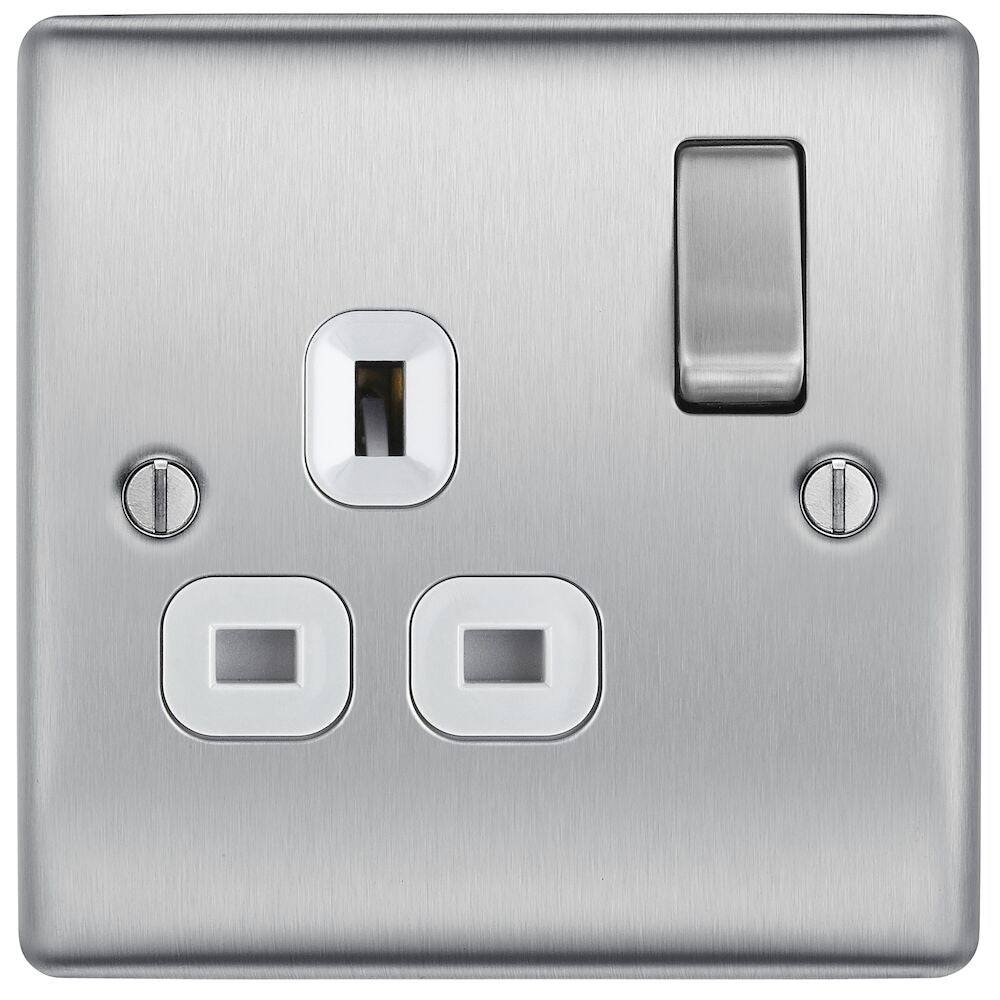 Nexus Metal Brushed Steel Single Socket NBS21W - The Switch Depot