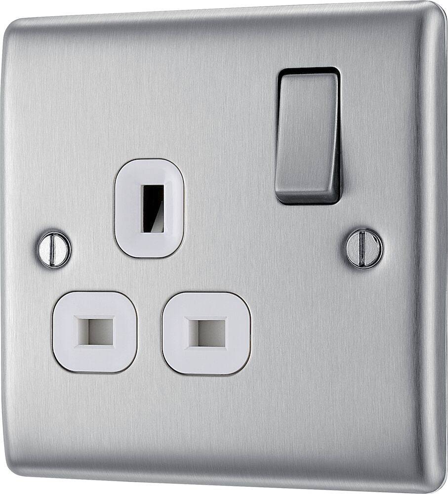 Nexus Metal Brushed Steel Single Socket NBS21W - The Switch Depot