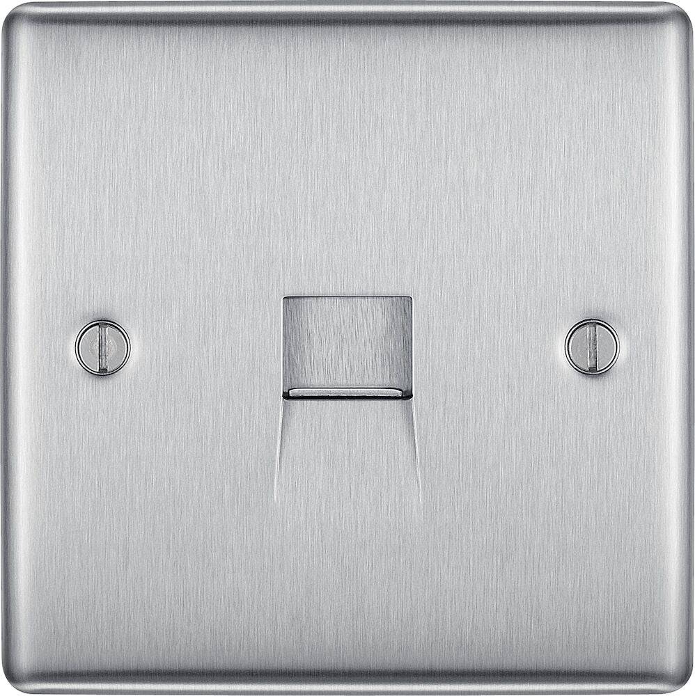 Nexus Metal Brushed Steel Slave Telephone Socket NBSBTS1 - The Switch Depot