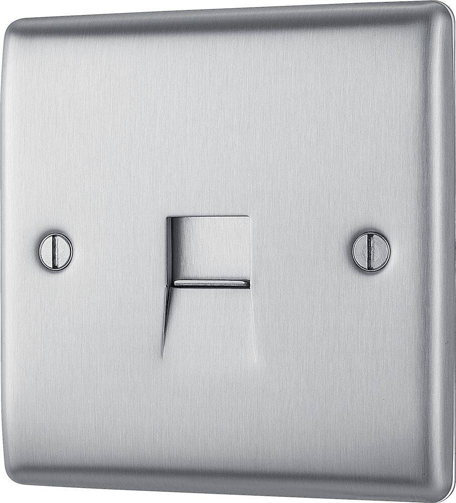 Nexus Metal Brushed Steel Slave Telephone Socket NBSBTS1 - The Switch Depot