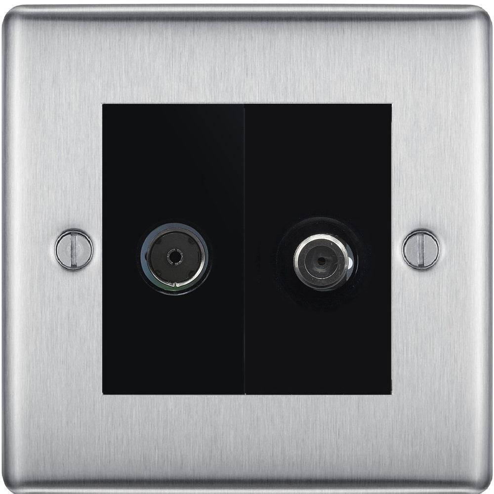 Nexus Metal Brushed Steel TV and Satellite Socket NBS65B - The Switch Depot