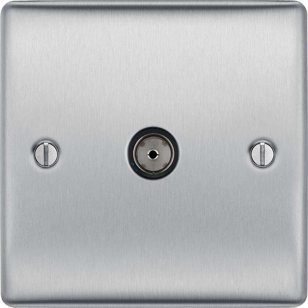 Nexus Metal Brushed Steel TV Socket NBS60 - The Switch Depot