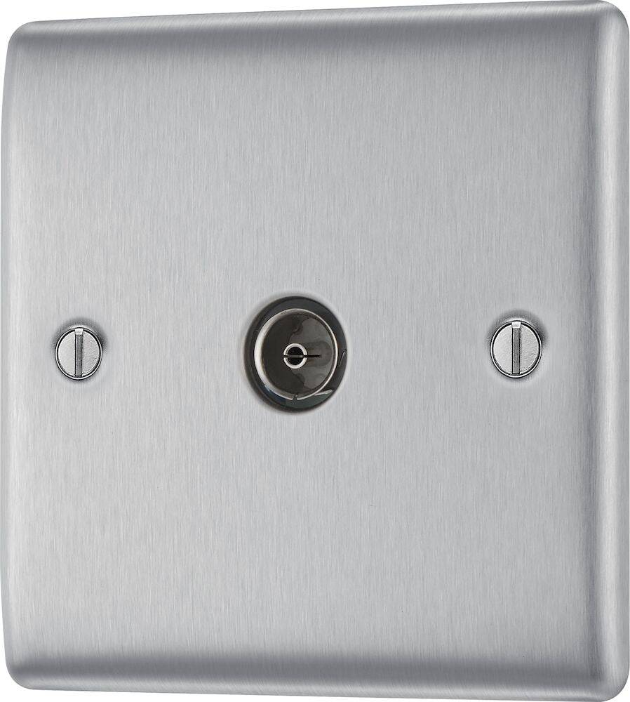 Nexus Metal Brushed Steel TV Socket NBS60 - The Switch Depot