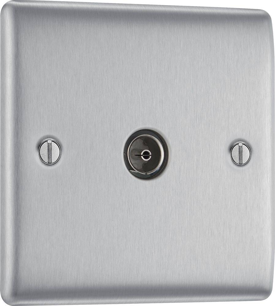 Nexus Metal Brushed Steel TV Socket NBS60 - The Switch Depot