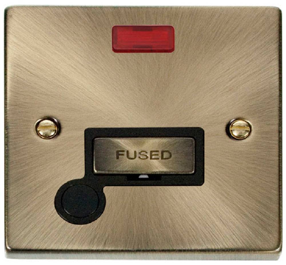 Click Deco Antique Brass 13A Fused Connection Unit with Neon and Flex VPAB553BK - The Switch Depot