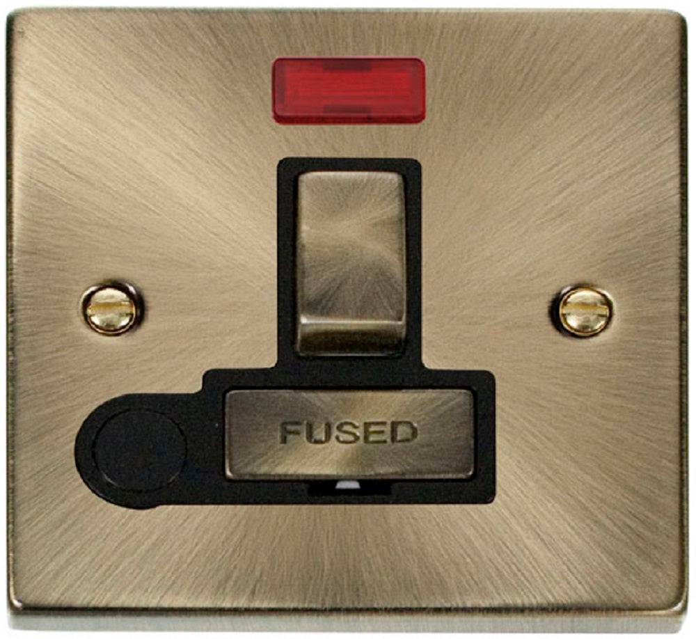 Click Deco Antique Brass 13A Switched Spur with Flex and Neon VPAB552BK - The Switch Depot