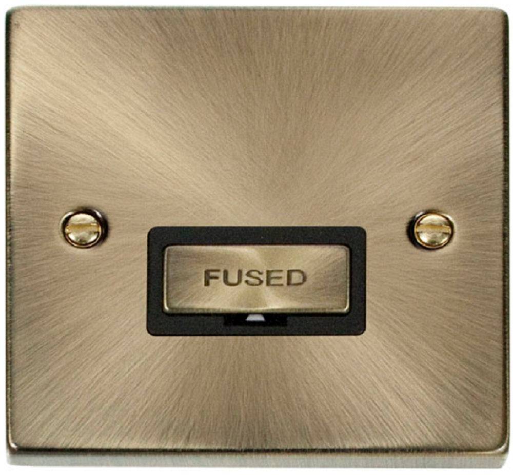 Click Deco Antique Brass 13A Unswitched Spur VPAB750BK - The Switch Depot