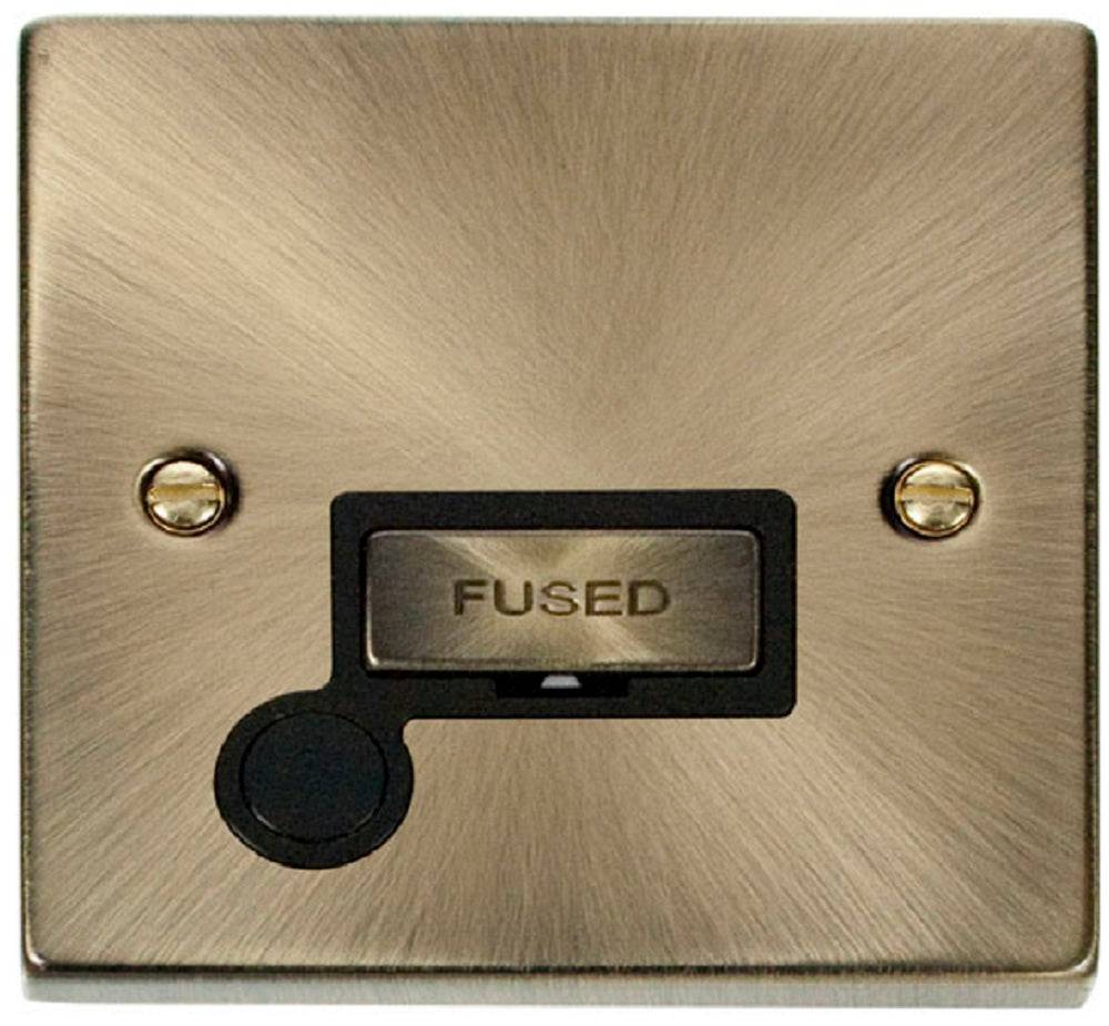 Click Deco Antique Brass 13A Unswitched Spur with Flex VPAB550BK - The Switch Depot