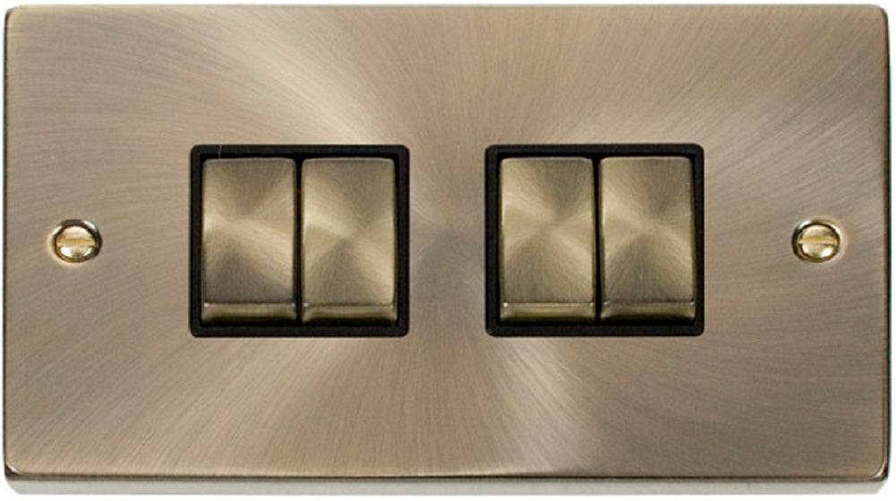 Click Deco Antique Brass 4G Light Switch VPAB414BK - The Switch Depot