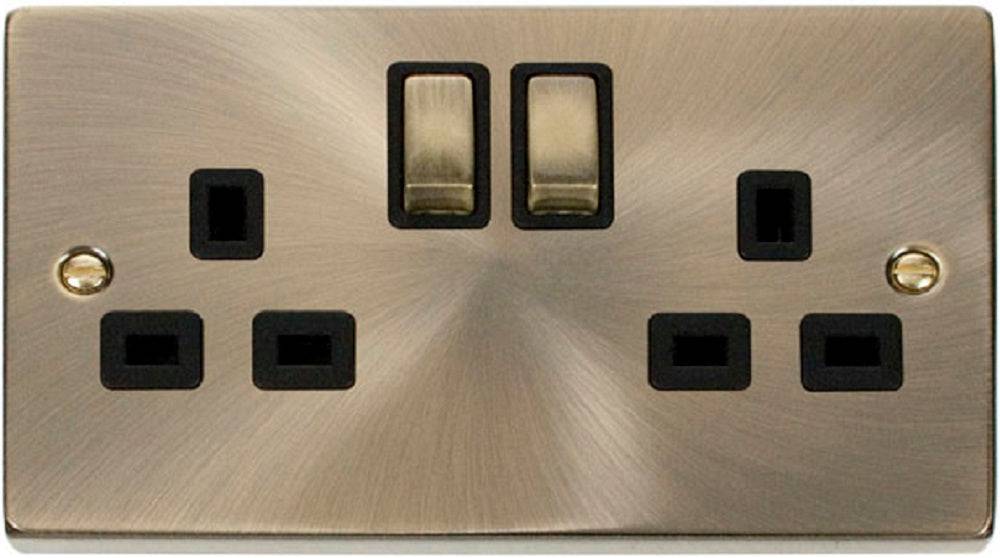 Click Deco Antique Brass Double Socket VPAB536BK - The Switch Depot