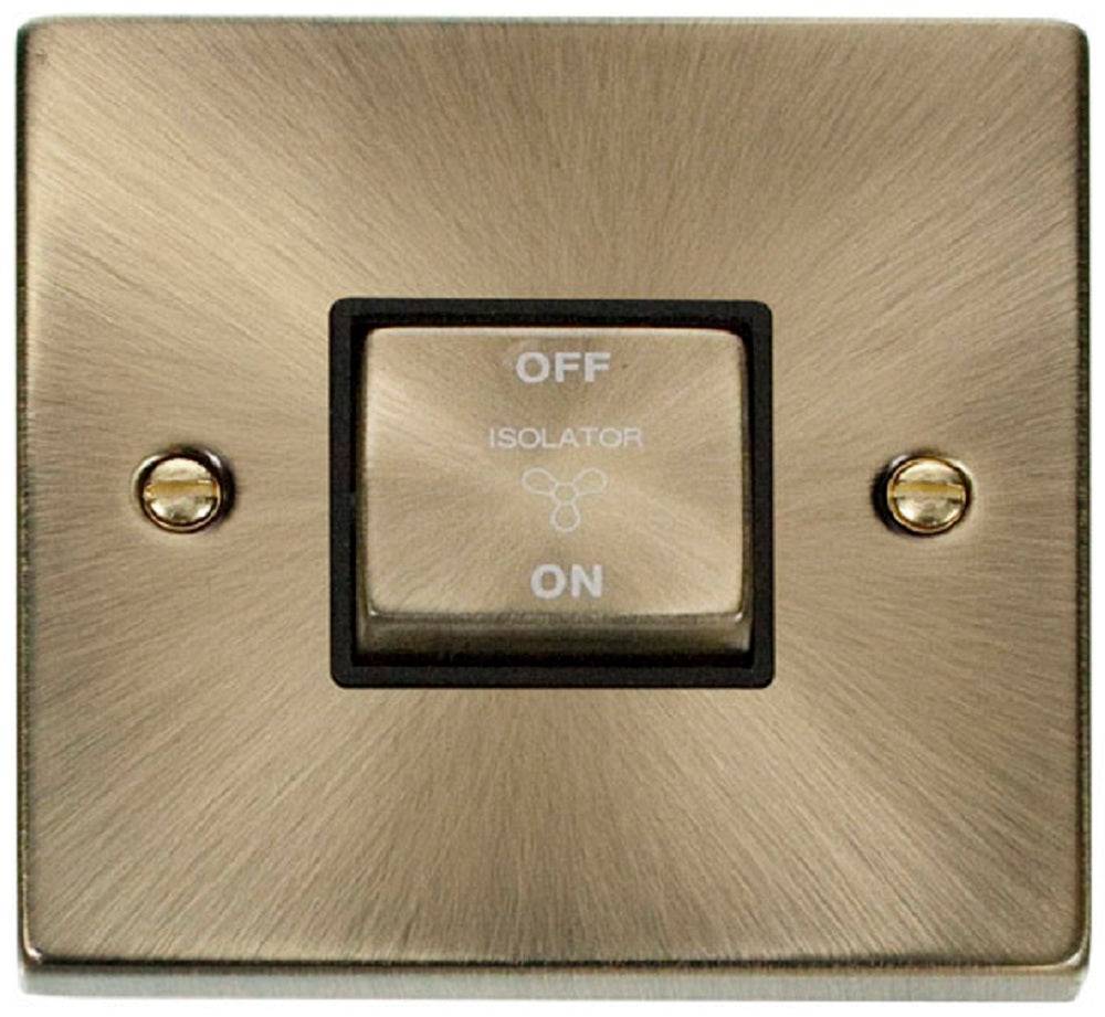 Click Deco Antique Brass Fan Isolator Switch VPAB520BK - The Switch Depot