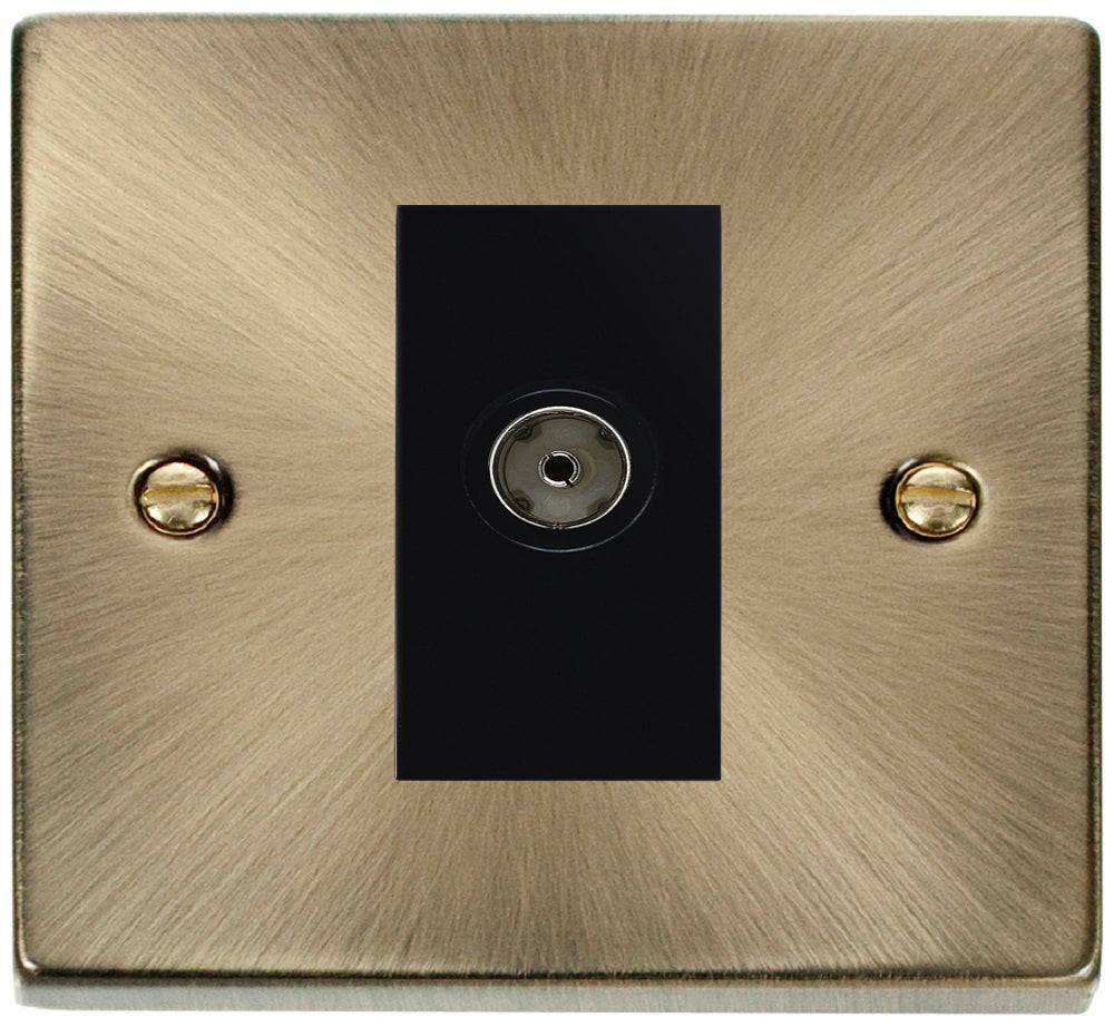 Click Deco Antique Brass Isolated TV Socket VPAB158MBK - The Switch Depot